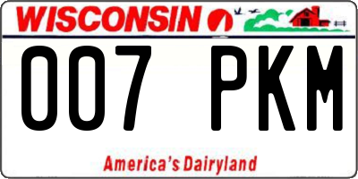 WI license plate 007PKM