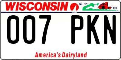 WI license plate 007PKN
