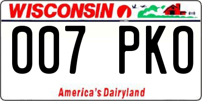 WI license plate 007PKO