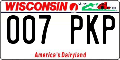 WI license plate 007PKP