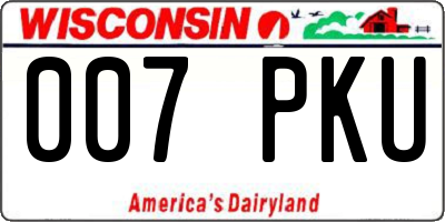 WI license plate 007PKU
