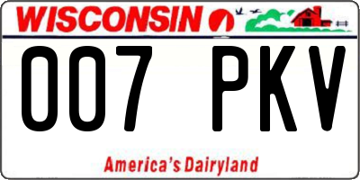 WI license plate 007PKV