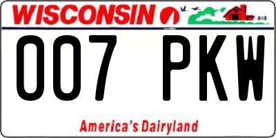 WI license plate 007PKW