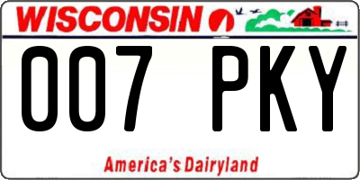 WI license plate 007PKY
