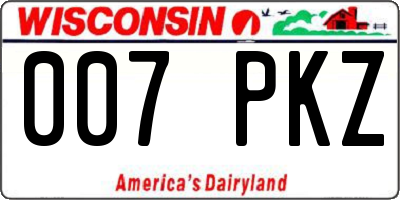 WI license plate 007PKZ