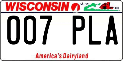 WI license plate 007PLA