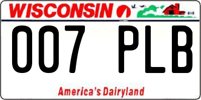 WI license plate 007PLB