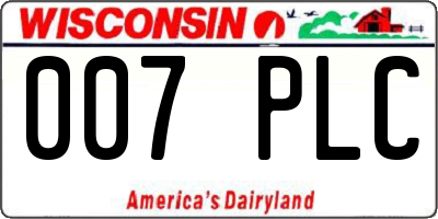 WI license plate 007PLC