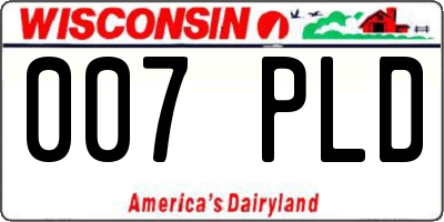 WI license plate 007PLD