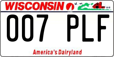 WI license plate 007PLF