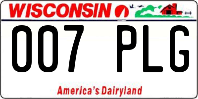 WI license plate 007PLG