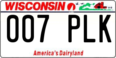 WI license plate 007PLK