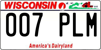 WI license plate 007PLM