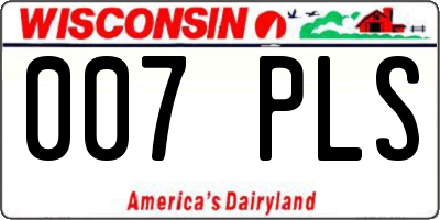 WI license plate 007PLS