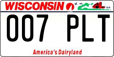 WI license plate 007PLT