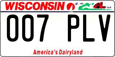 WI license plate 007PLV