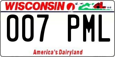 WI license plate 007PML
