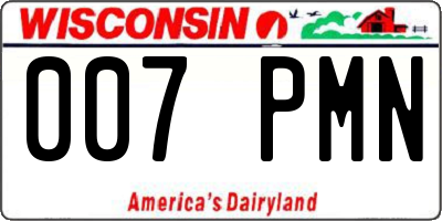 WI license plate 007PMN