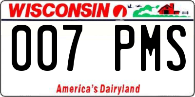 WI license plate 007PMS