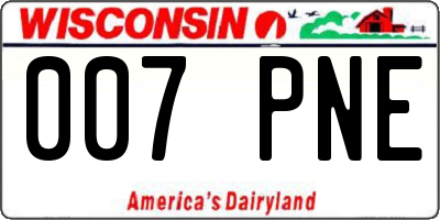 WI license plate 007PNE