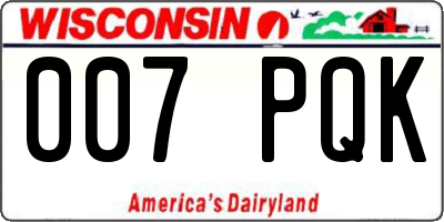 WI license plate 007PQK
