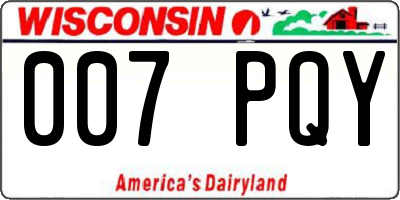 WI license plate 007PQY