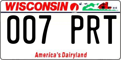 WI license plate 007PRT