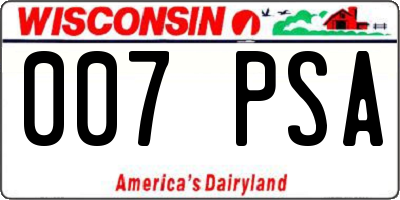 WI license plate 007PSA