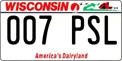 WI license plate 007PSL