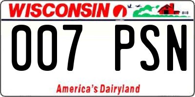 WI license plate 007PSN