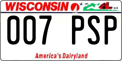 WI license plate 007PSP