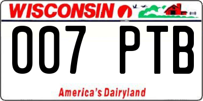 WI license plate 007PTB