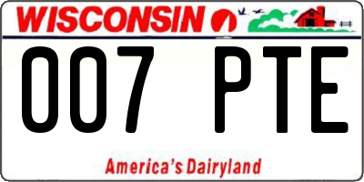 WI license plate 007PTE