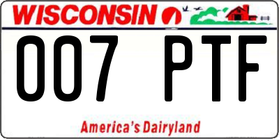 WI license plate 007PTF