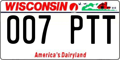 WI license plate 007PTT
