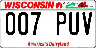 WI license plate 007PUV