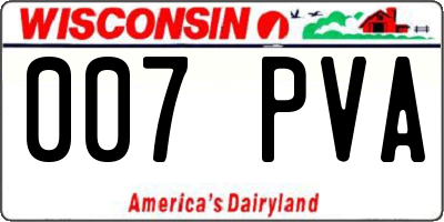 WI license plate 007PVA