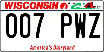 WI license plate 007PWZ