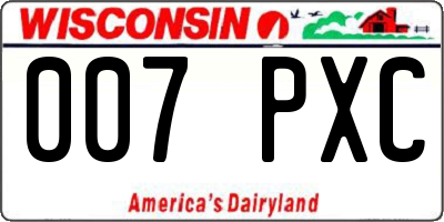 WI license plate 007PXC