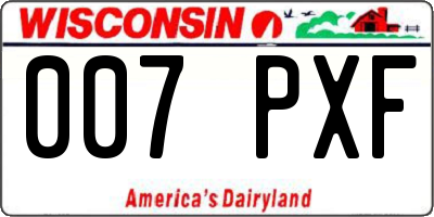 WI license plate 007PXF