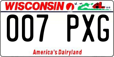 WI license plate 007PXG