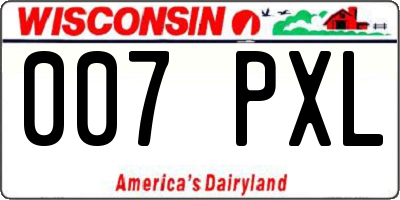 WI license plate 007PXL