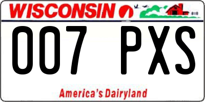 WI license plate 007PXS