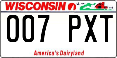 WI license plate 007PXT