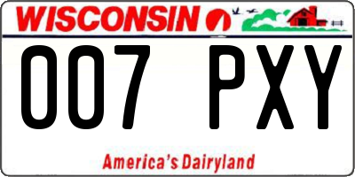 WI license plate 007PXY