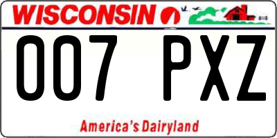 WI license plate 007PXZ