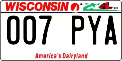 WI license plate 007PYA