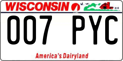 WI license plate 007PYC