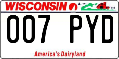 WI license plate 007PYD