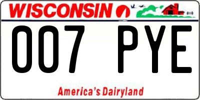 WI license plate 007PYE